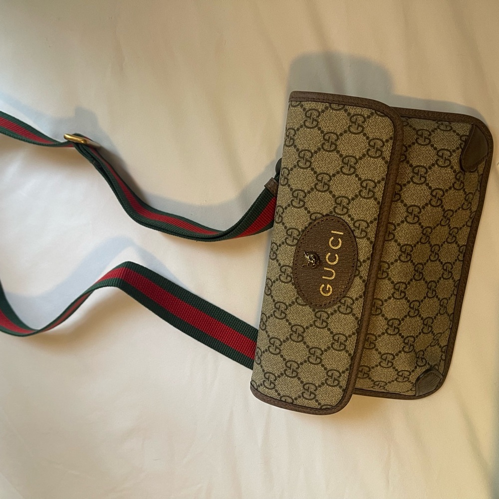 Gucci Monogram Crossbody with Green and Red Strap